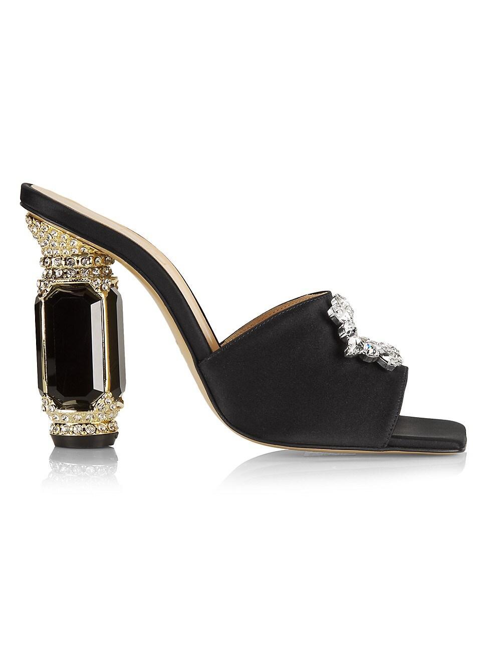 Womens Aurum 100MM Crystal-Embellished Satin Mules Product Image