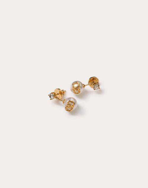 VLOGO SIGNATURE EARRINGS IN METAL, SWAROVSKI® CRYSTALS AND RESIN PEARLS Product Image