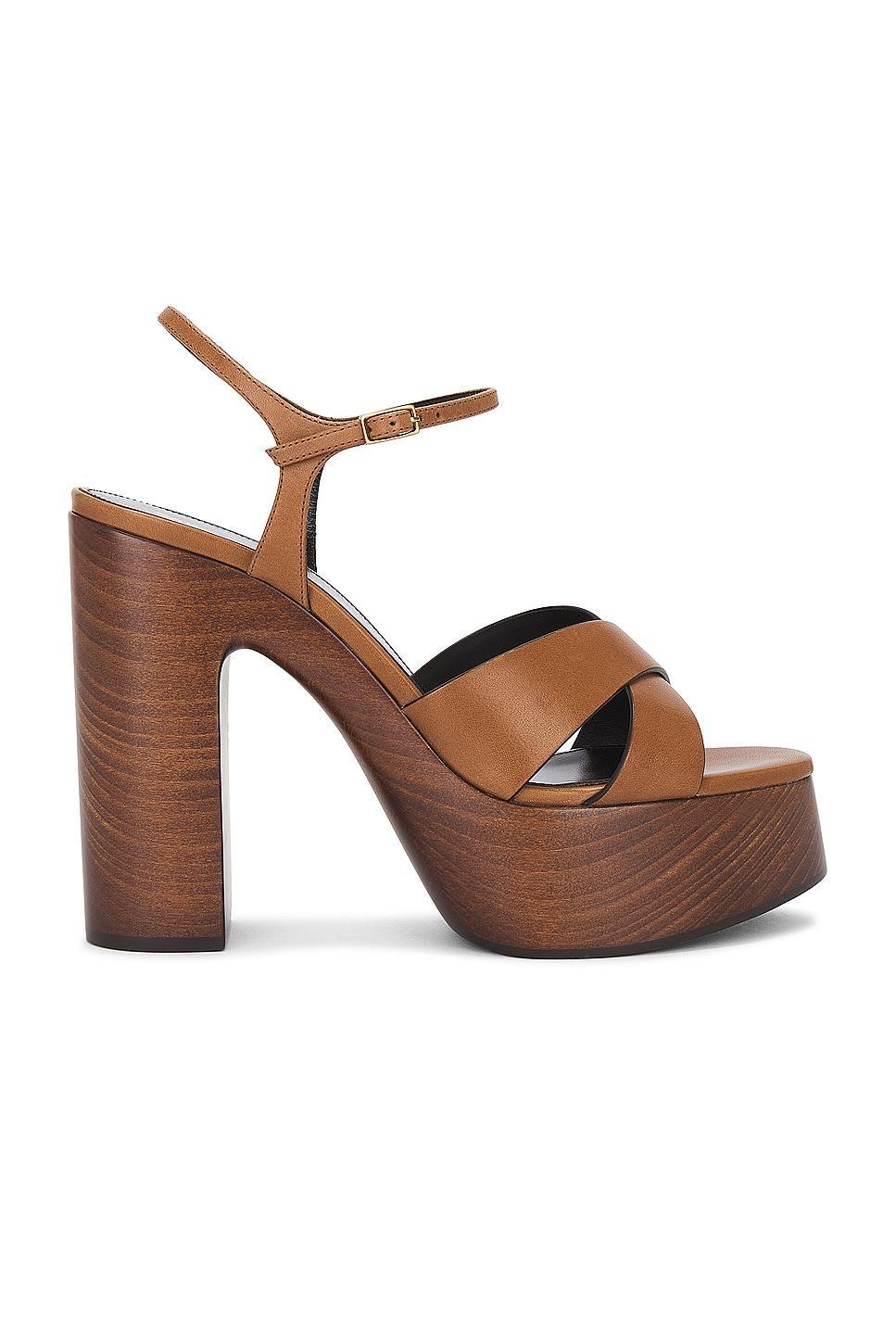 Saint Laurent Bianca Platform Sandal in Brown Product Image