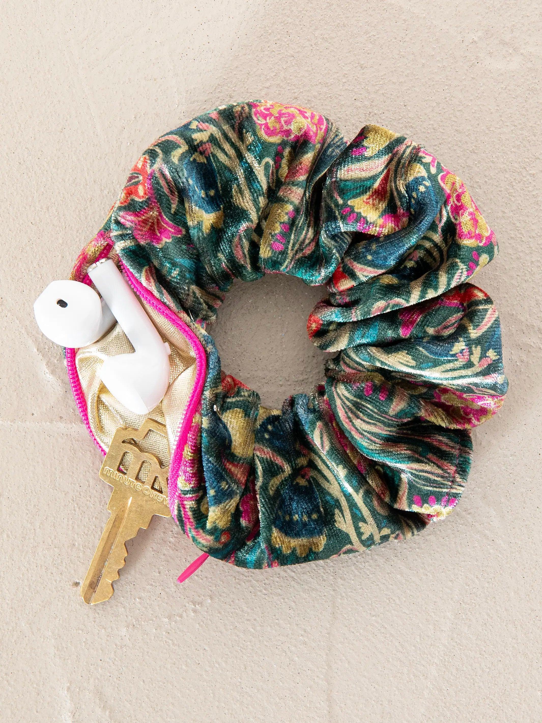 Hideaway Scrunchie - Green Lined Floral Product Image