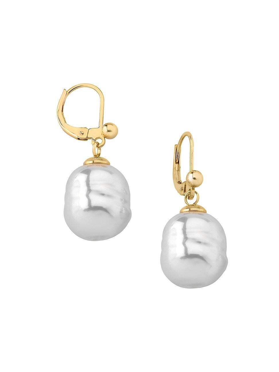 Womens gora 18K-Gold-Plated & Lab-Grown Baroque Pearl Drop Earrings Product Image