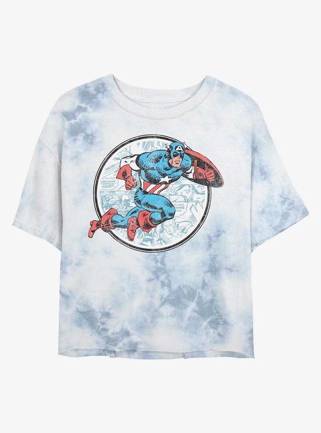 Marvel Spider-Man Retro Cap Tie-Dye Girls Crop T-Shirt Product Image