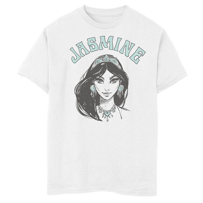 Disneys Aladdin Mens Jasmine Portrait Graphic Tee White Product Image