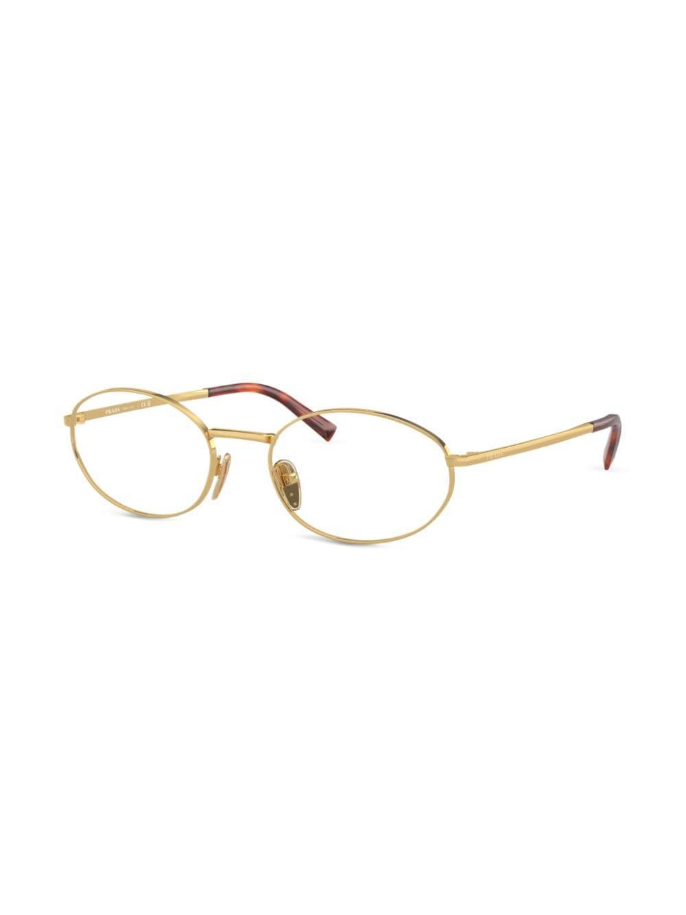 Metallic Oval-frame Glasses In Gold Product Image