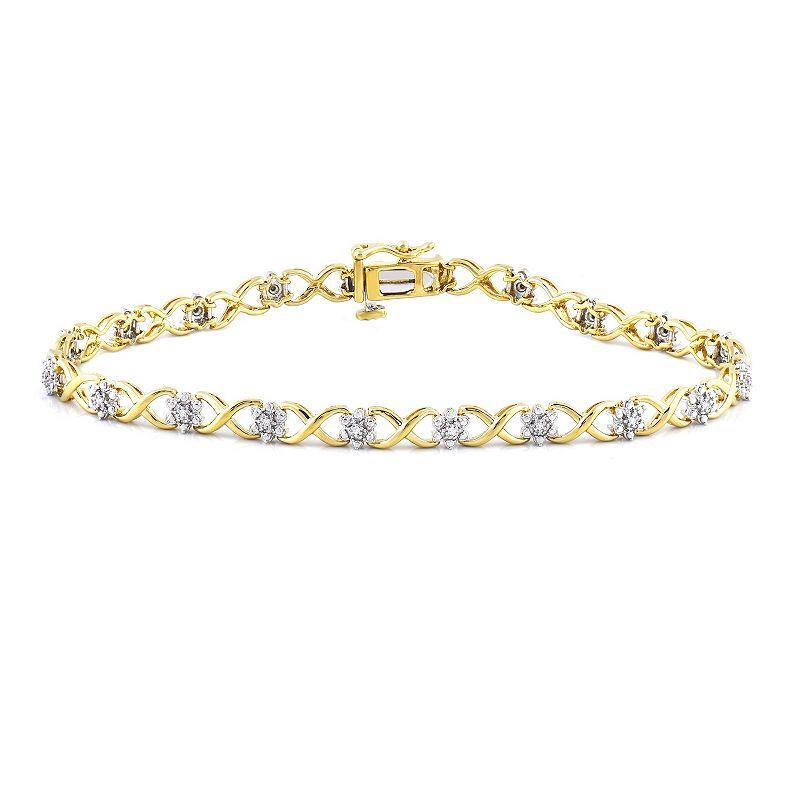 14k Gold Over Silver Diamond Accent Bracelet, Womens Two Tone Product Image