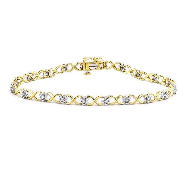 14k Gold Over Silver Diamond Accent Bracelet, Womens Two Tone Product Image