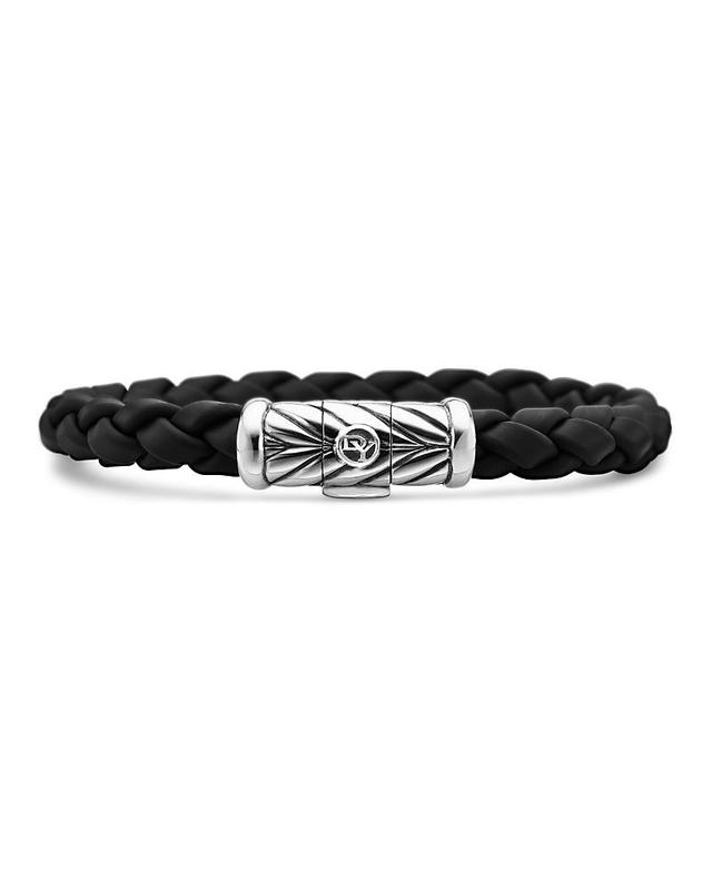 David Yurman Mens Chevron Bracelet in Black Rubber and Sterling Silver, 8mm Product Image