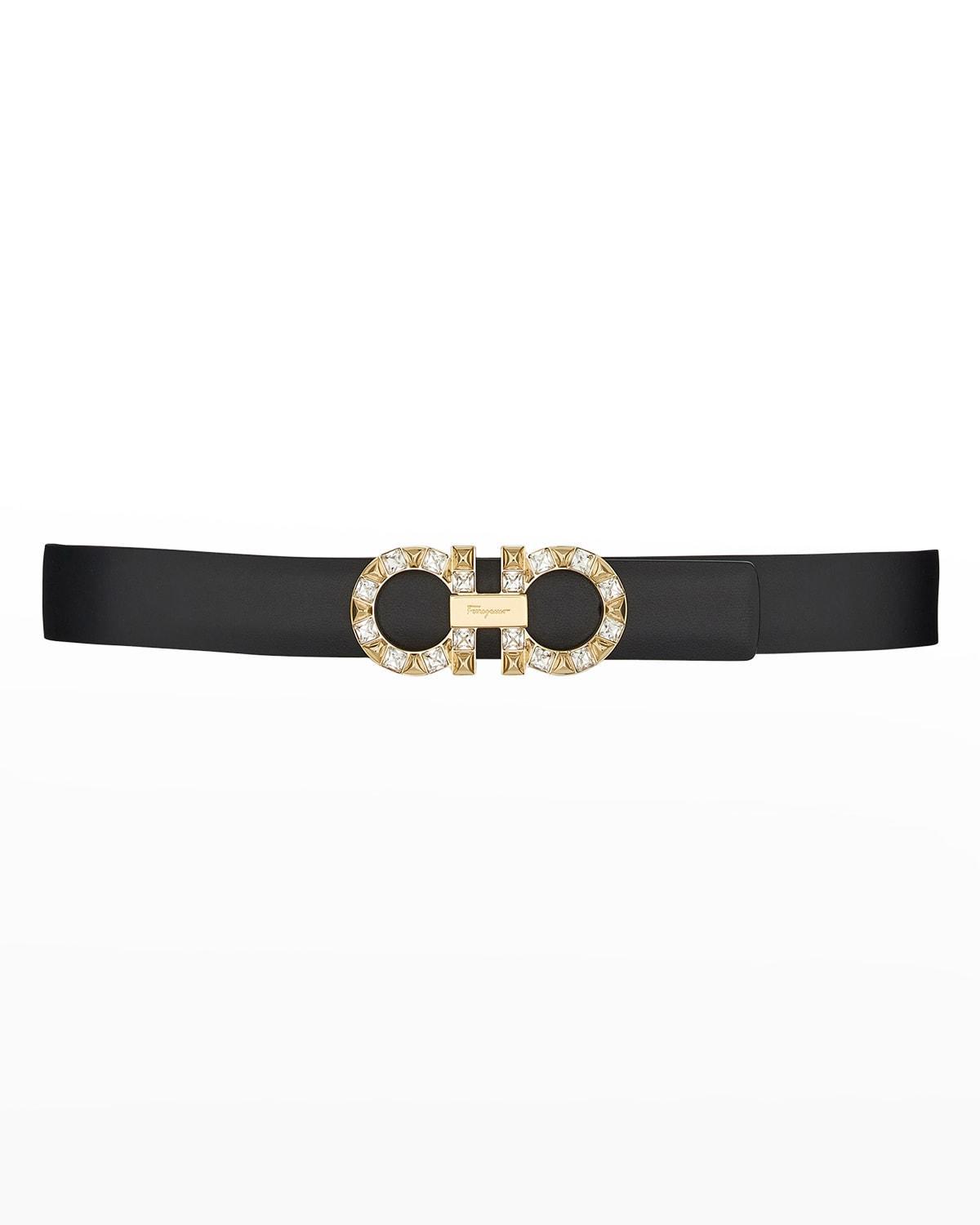 FERRAGAMO Double Gancio Reversible Leather Belt Product Image