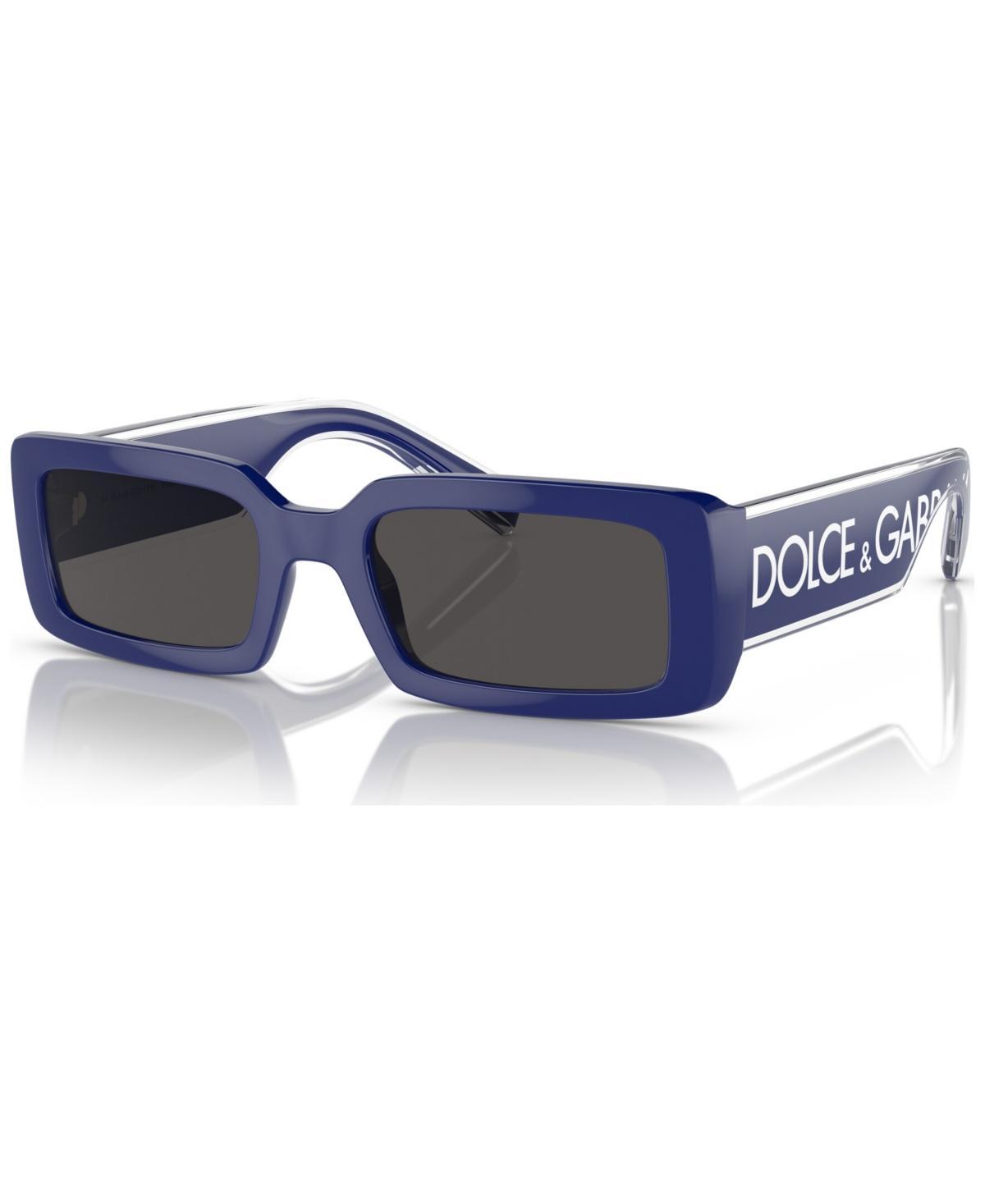 DOLCE & GABBANA Dolce And Gabbana Dark Grey Rectangular Ladies Sunglasses Dg6187 309487 53 In Blue Product Image