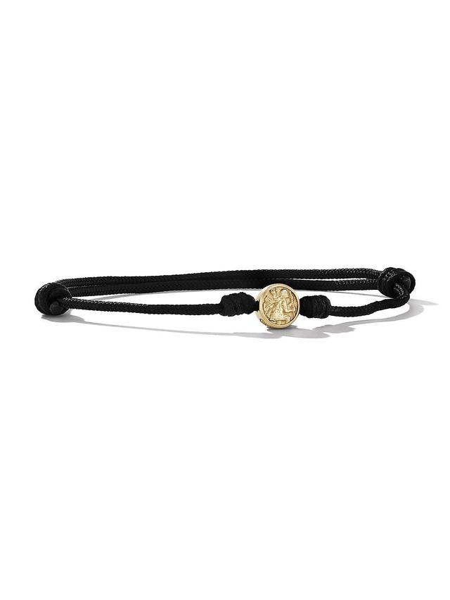 Mens St. Christopher Cord Bracelet with 18K Yellow Gold Product Image