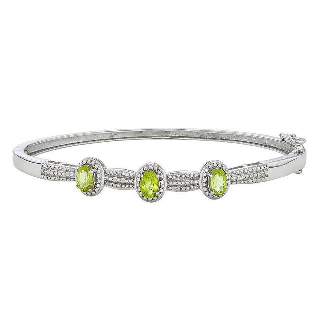 Jewelexcess Sterling Silver Gemstone & Diamond Accent Bangle Bracelet, Womens, Green Product Image