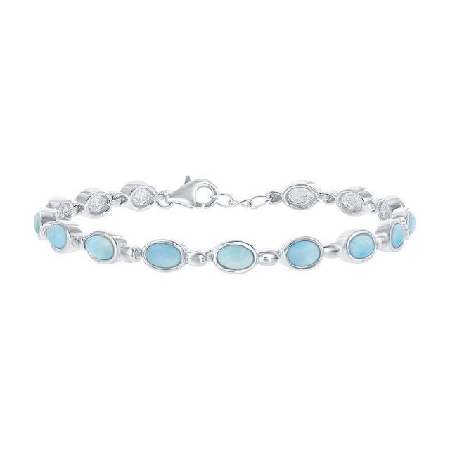 Sterling Silver Larimar Oval Bracelet, Womens Silvertone Product Image