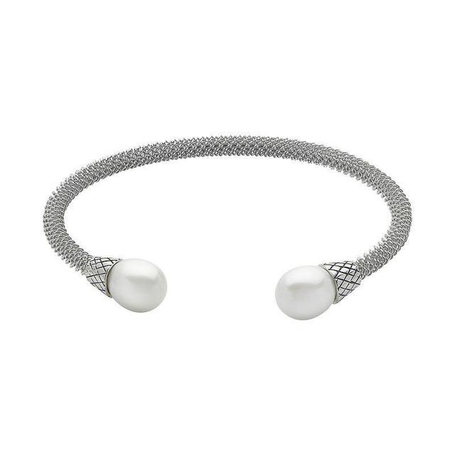 PearLustre by Imperial Sterling Silver Freshwater Cultured Pearl Cuff Bracelet, Womens Product Image