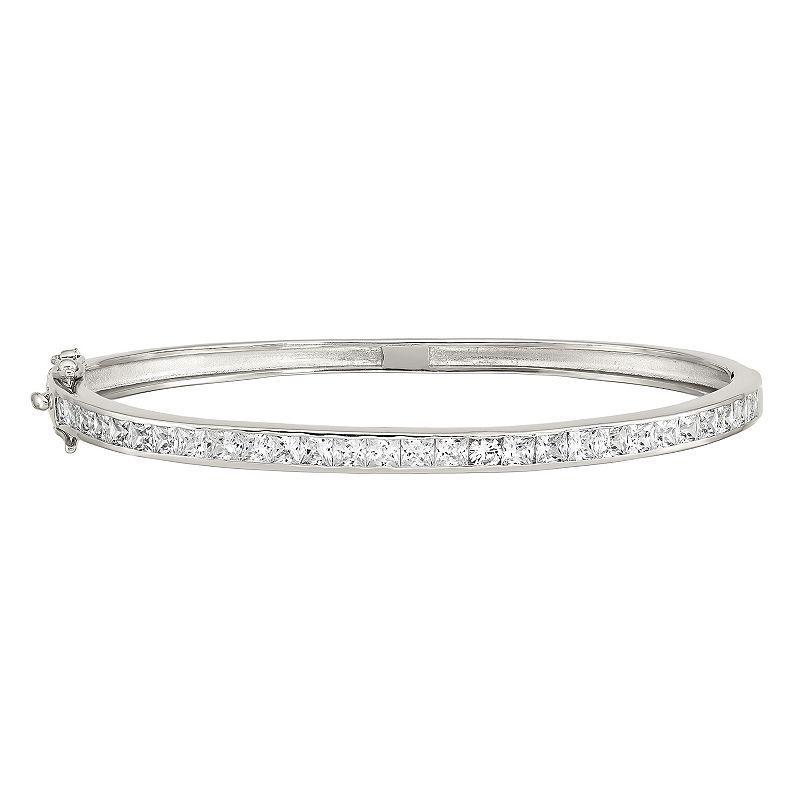 Sophie Miller Sterling Silver Cubic Zirconia Bangle Bracelet, Womens Product Image