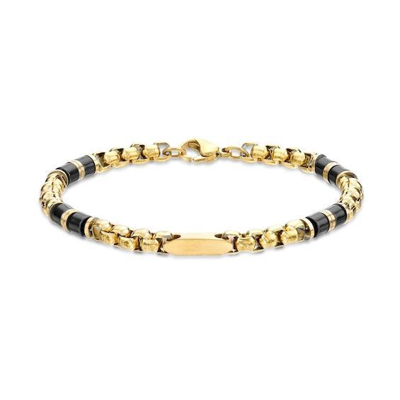 Men's 5.0mm Link Chain Station Bracelet in Stainless Steel and Black IP Ceramic - 8.5" Product Image