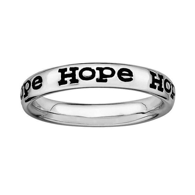 Stacks & Stones Sterling Silver Black Enamel Hope Stack Ring, Womens Grey Product Image