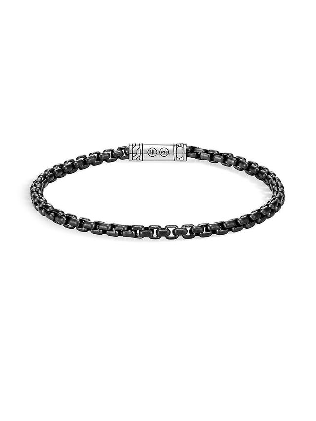 Mens Classic Chain Blackened Sterling Silver Medium Bracelet Product Image