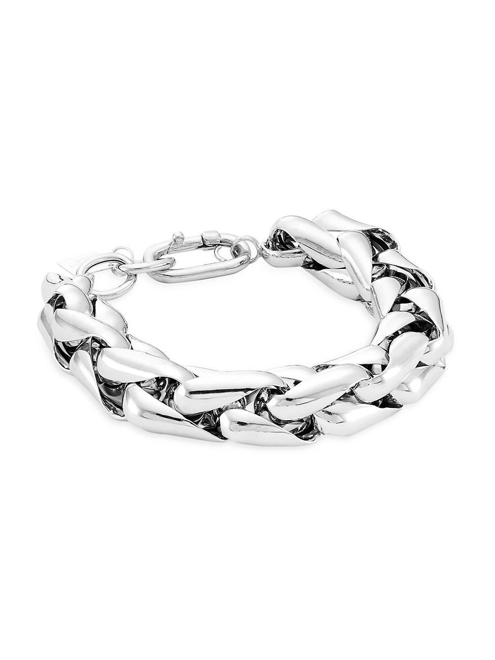 Womens 14K White Gold Medium Wheat Chain Bracelet Product Image