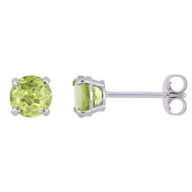 Stella Grace 14k White Gold Peridot Stud Solitaire Earrings, Womens Product Image