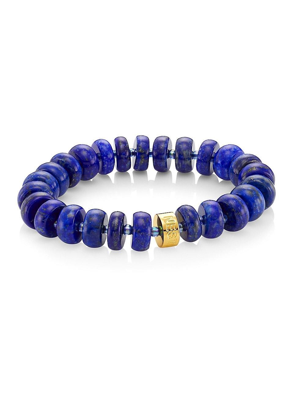 Womens 22K Goldplated & Lapis Lazuli Stretch Bracelet Product Image