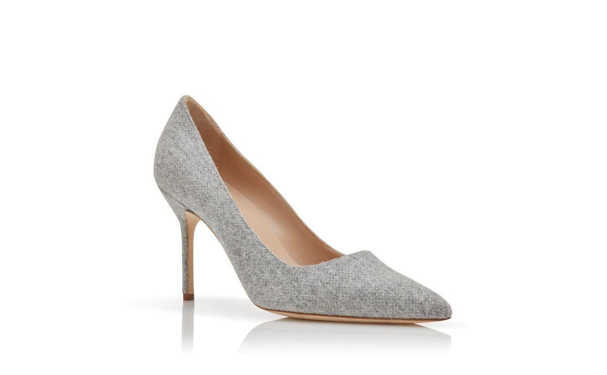 BB 90 Grey Wool Pointed Toe Pumps Product Image