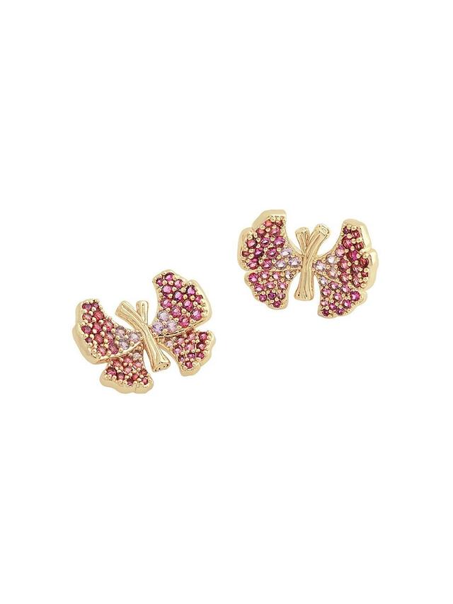 Womens Butterfly 18K Gold-Plated & Cubic Zirconia Stud Earrings Product Image