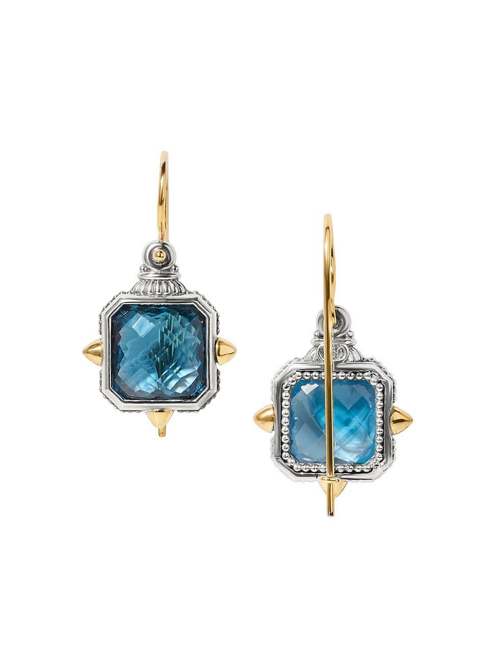 Womens Anthos 18K Yellow Gold, Sterling Silver & Blue Spinel Drop Earrings Product Image