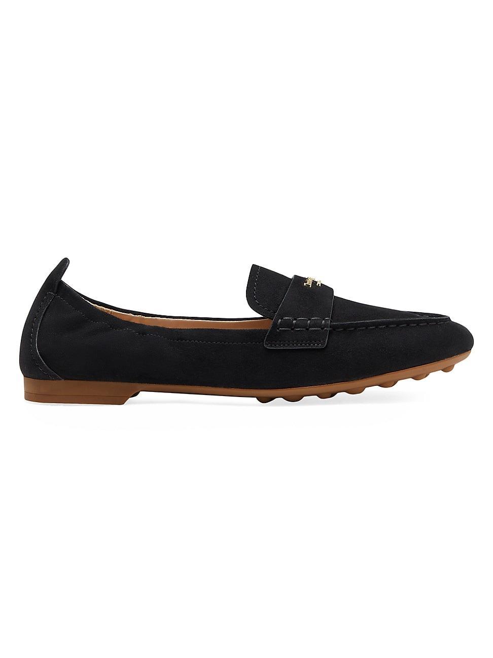 Womens Eliza Logo Suede Loafers Product Image