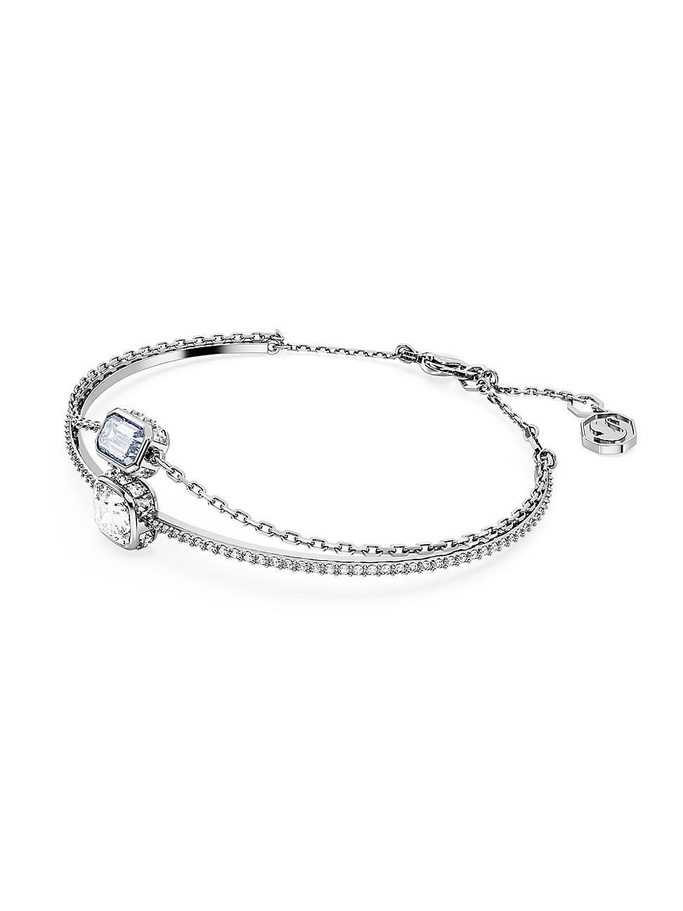 Womens Stilla Rhodium-Plated & Crystal Mixed Cuts Bangle Product Image