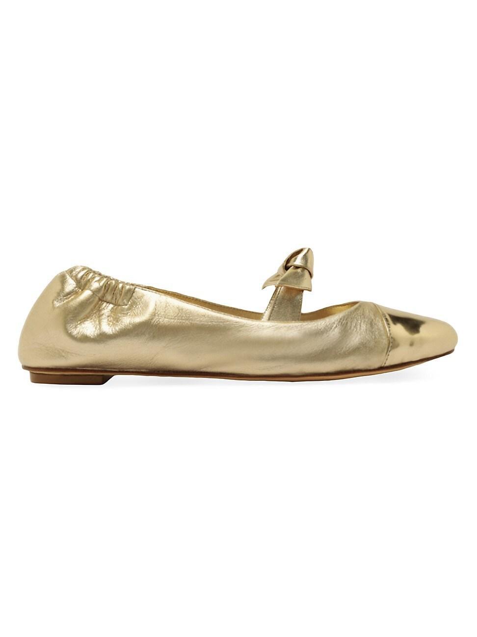 Womens Clarita Metallic Leather Ballerina Flats product image