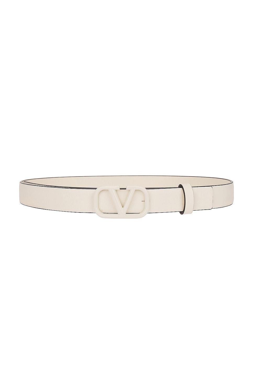 Valentino Garavani V Logo Signature Belt Ivory. (also in 65, 70, 75, 85, 90, 95). Product Image