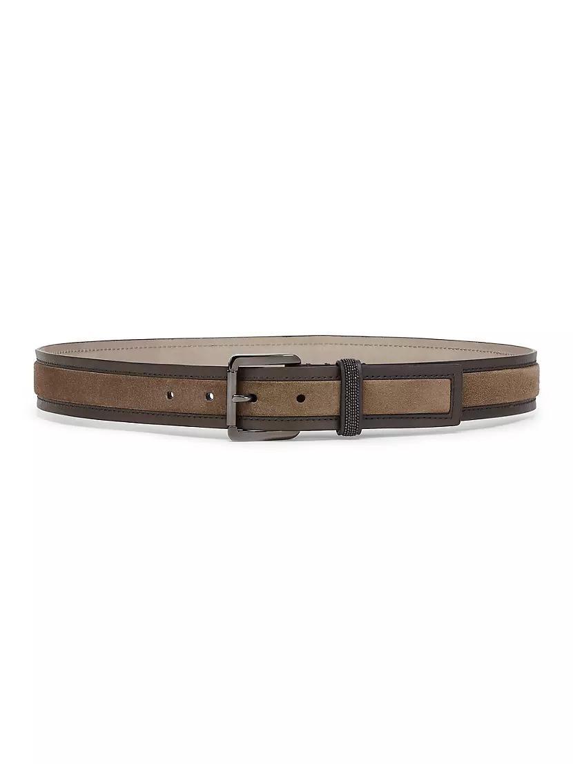 Suede and Calfskin Belt with Shiny Loop Product Image