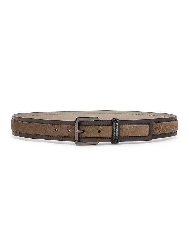 Suede and Calfskin Belt with Shiny Loop Product Image