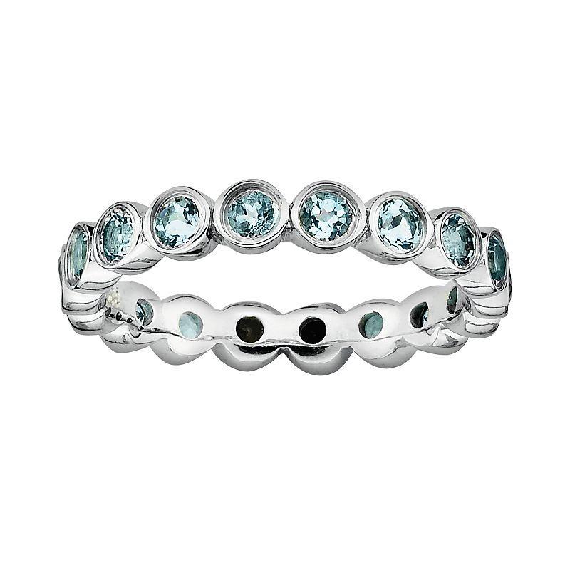 Stacks & Stones Sterling Silver Aquamarine Stack Ring, Womens Blue Product Image