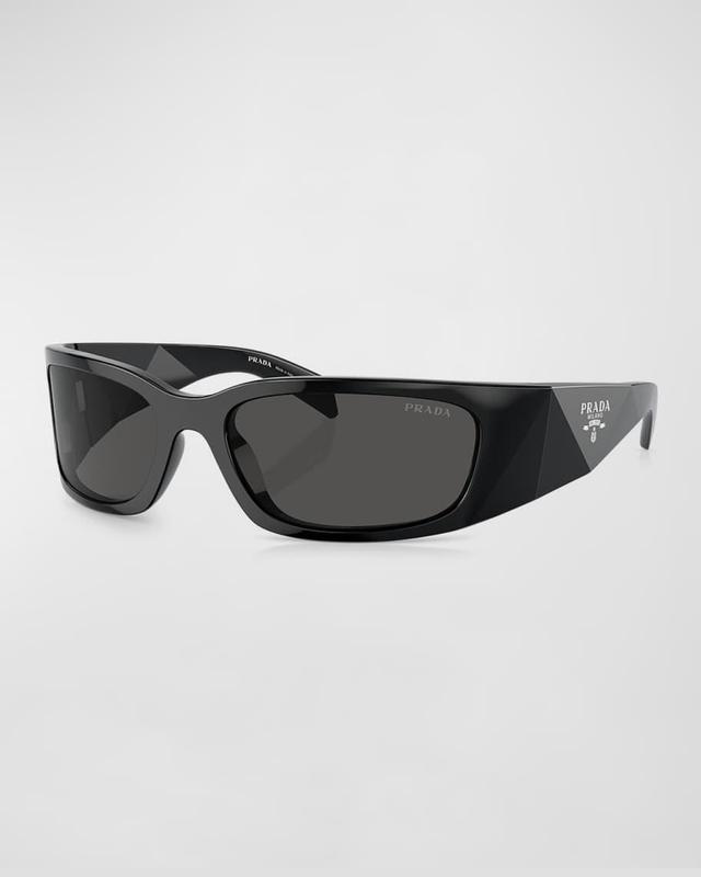 Men's Plastic Rectangle Wrap Sunglasses Product Image