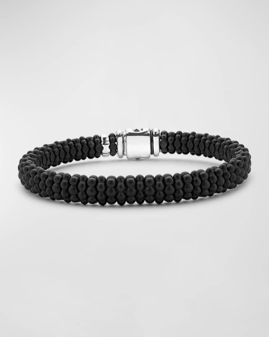 Mens Sterling Silver and 18K Gold Ceramic Caviar Bracelet, 9mm Product Image