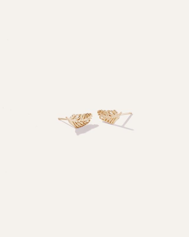 14K Gold Feather Studs Product Image