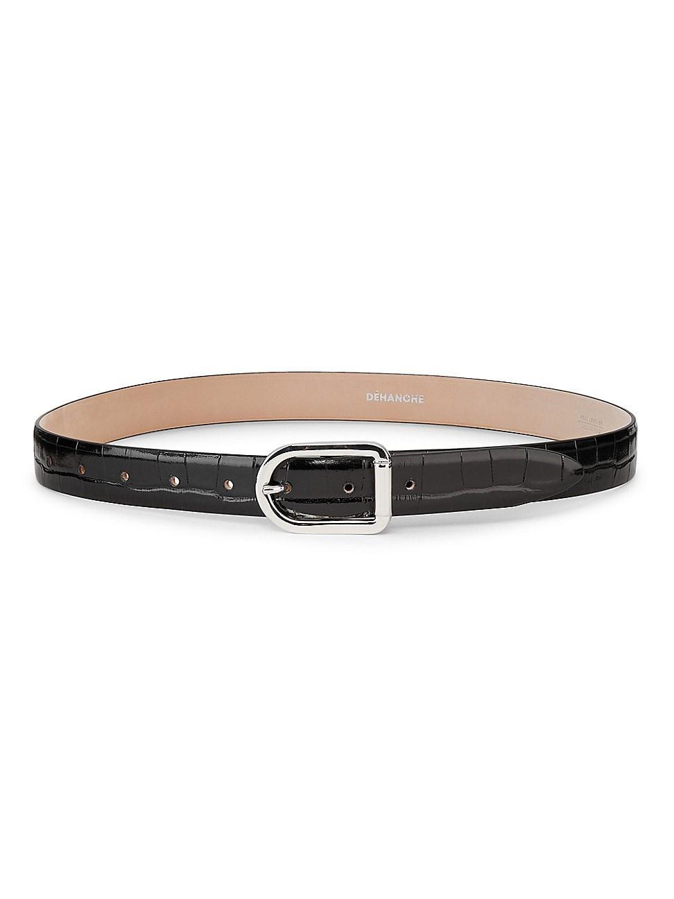 Womens Mija Croc-Embossed Patent Leather Belt Product Image