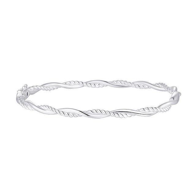 Sterling Silver Hinged Rope Twist Bangle Bracelet, Womens Product Image