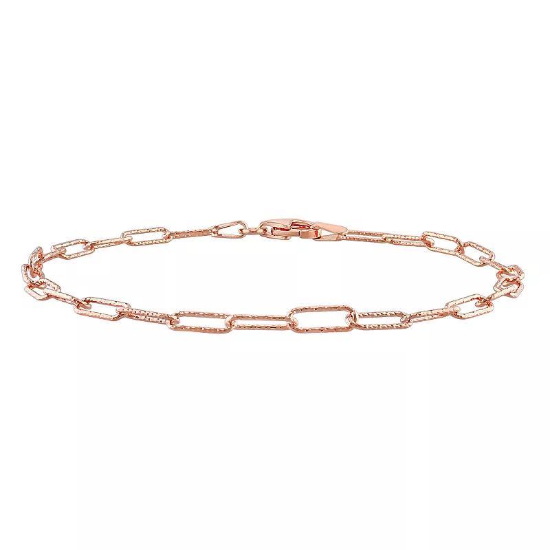 Stella Grace Sterling Silver Fancy Paper Clip Link Chain Bracelet, Womens Rose Gold Tone Product Image