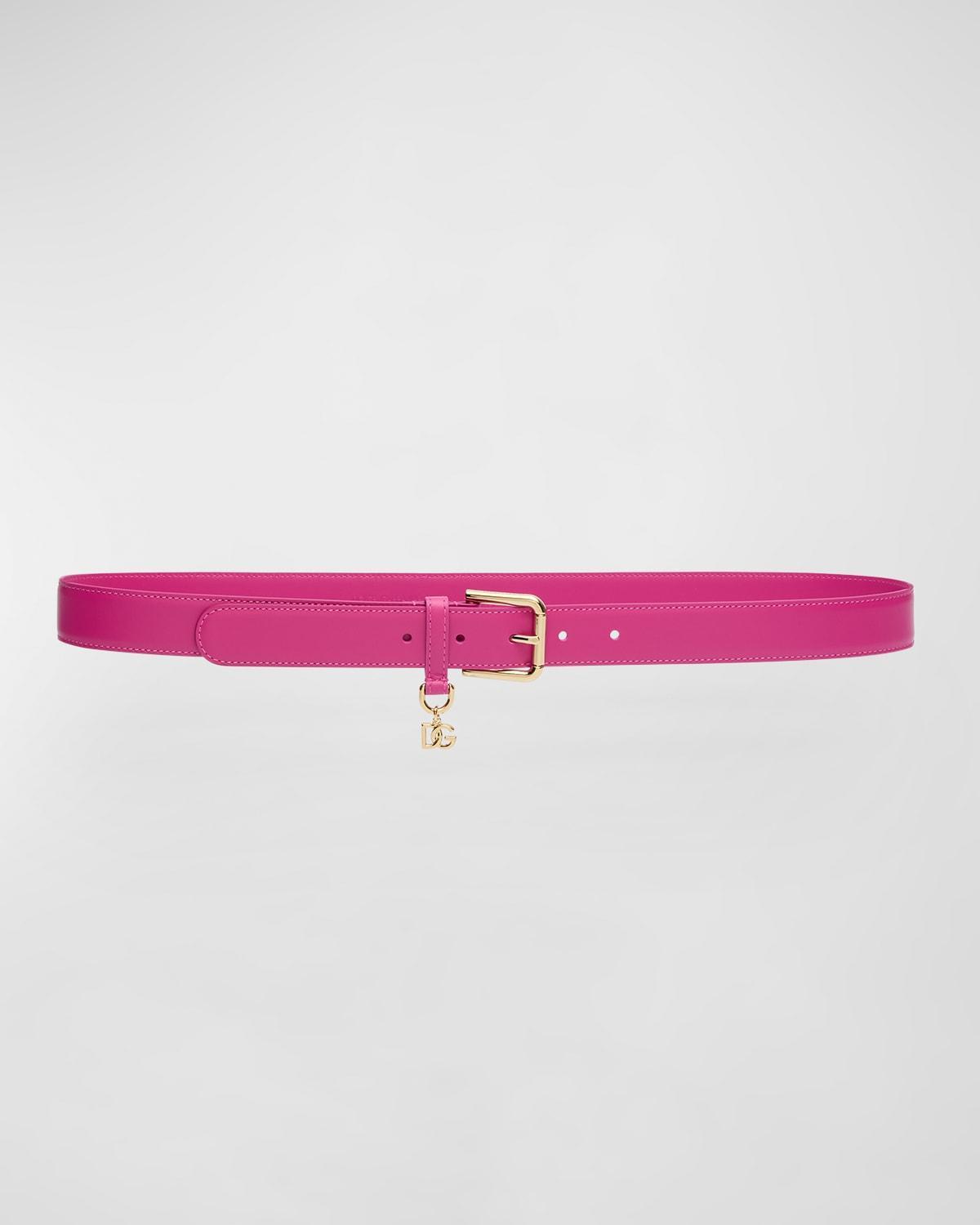 Womens Leather & Logo-Charm Belt Product Image