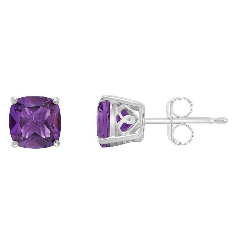 Alyson Layne 14k Gold Cushion Amethyst Stud Earrings, Womens Product Image