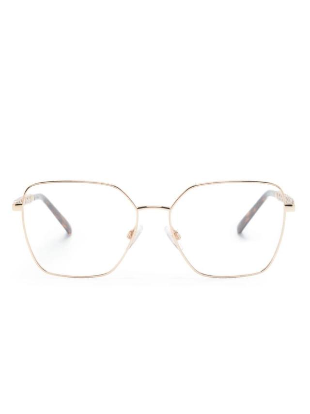 Tortoiseshell-effect Square-frame Glasses In Gold Product Image