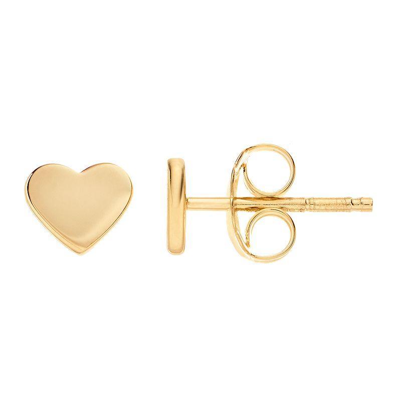 14k Gold Heart Stud Earrings, Womens Product Image