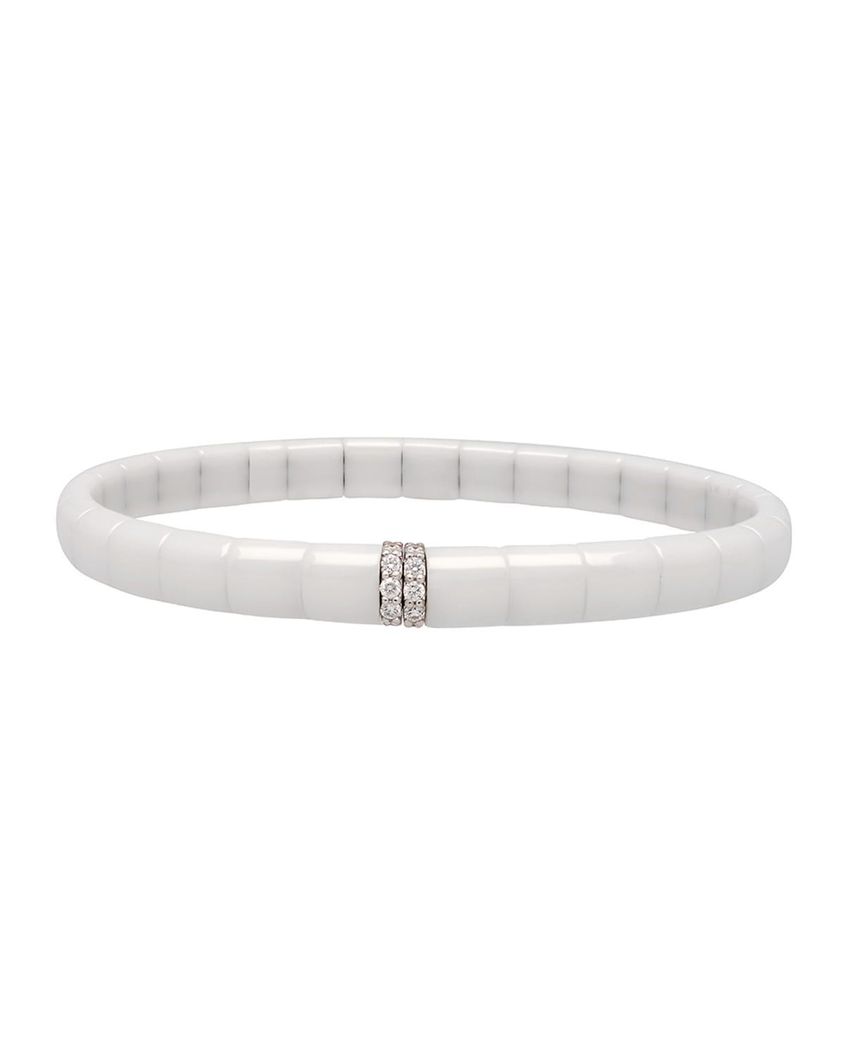 PURA White Ceramic Diamond Rondelle Stretch Bracelet Product Image