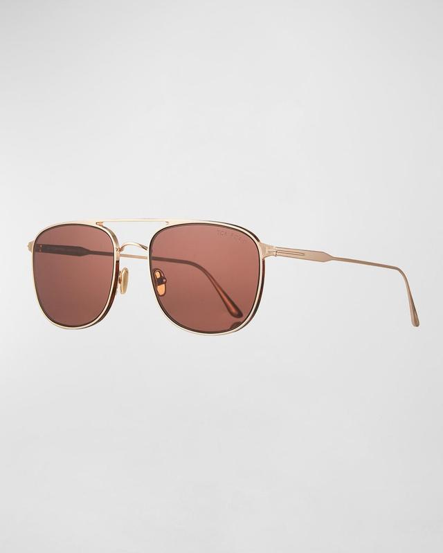 Mens Jake 56MM Rose Gold Navigator Sunglasses Product Image