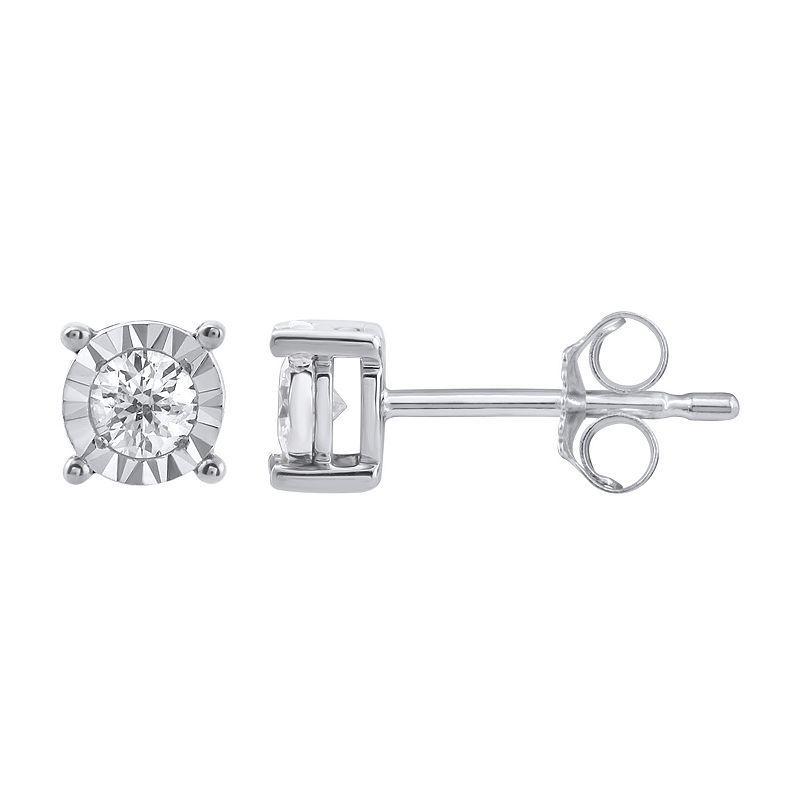 Yours and Mined 10k White Gold 1/4 Carat T.W. Diamond Miracle Plate Stud Earrings, Womens, 10k Gold Product Image