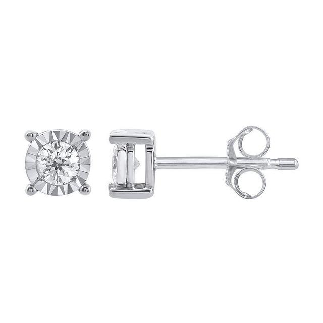 Yours and Mined 10k White Gold 1/4 Carat T.W. Diamond Miracle Plate Stud Earrings, Womens Product Image