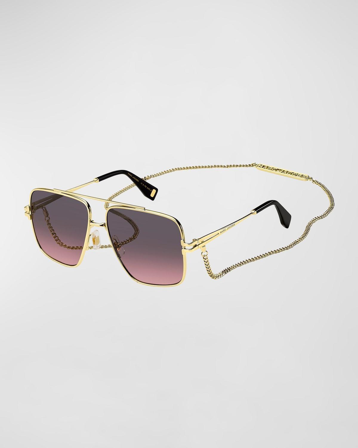 Marc Jacobs 59mm Gradient Square Sunglasses with Chain Product Image