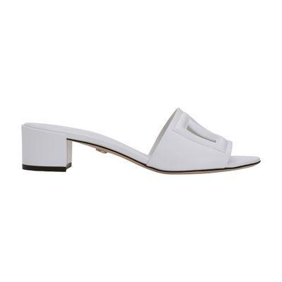 Calfskin Sliders With Dg Logo In White Product Image